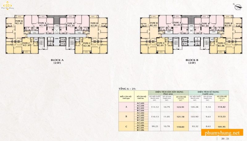 Mặt bằng tầng 6-21